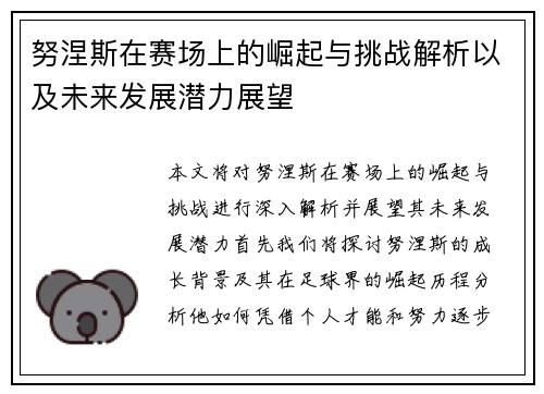 努涅斯在赛场上的崛起与挑战解析以及未来发展潜力展望
